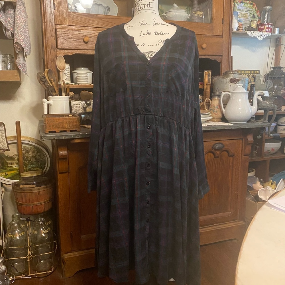 Torrid long sleeve plaid shirt dress size 3
